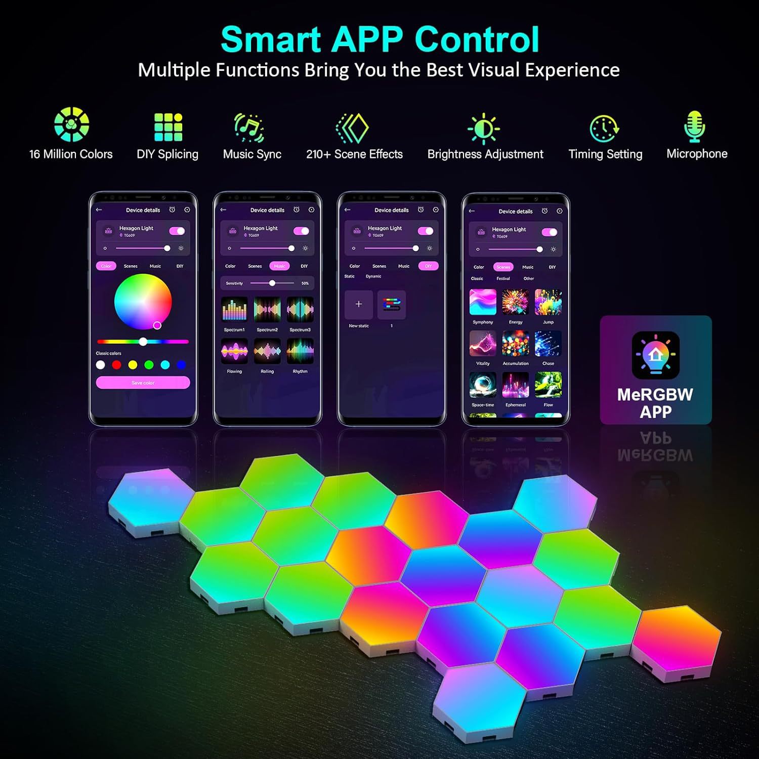 USB RGB LED 육각형 조명 스마트 실내 벽 조명 - Smart Accessories 리뷰 및 가격
